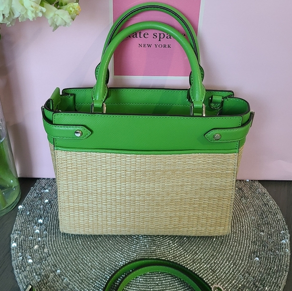 Kate Spade Green Wicker Bag & Wallet Set - Like new - Picture 3 of 16